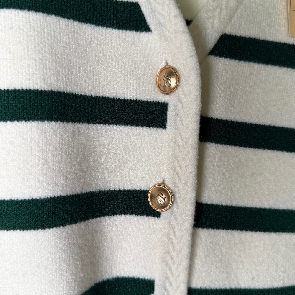 Scotch & Soda Striped Sweater Vest Cream Green Button Front V-Neck Large NWT - Picture 4 of 7